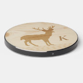 Wood Deer Silhouette Monogrammed Wireless Charger (Front 2)