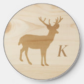 Wood Deer Silhouette Monogrammed Wireless Charger (Front)