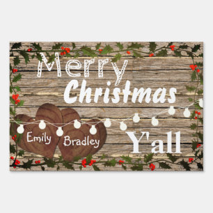 Wood Design Personalized Merry Christmas Yard Sign