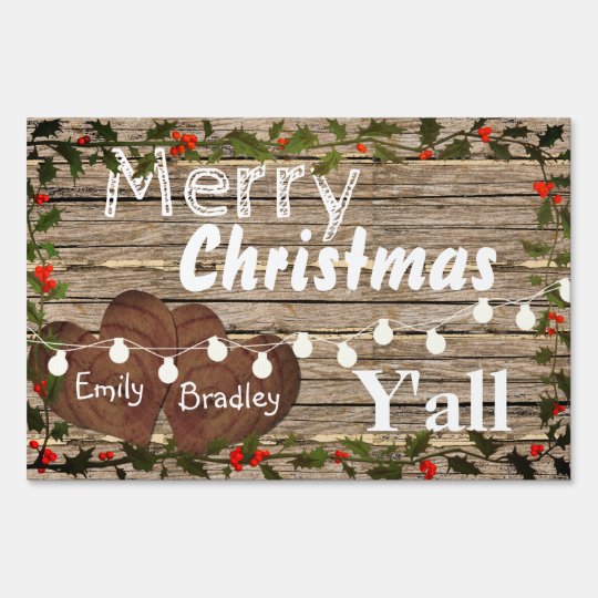 Wood Design Personalized Merry Christmas Yard Sign  Zazzle.com