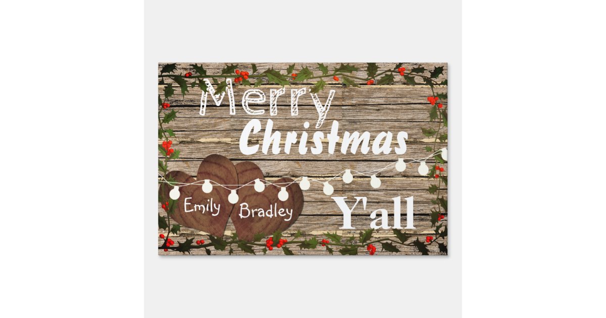 Wood Design Personalized Merry Christmas Yard Sign | Zazzle.com