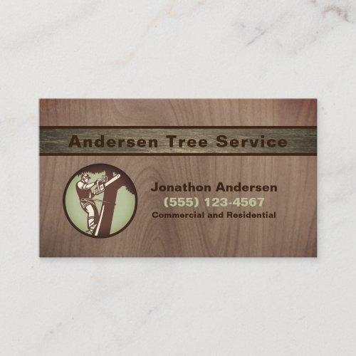 Wood Design Tree Trimming Landscaping Yard Service Business Card