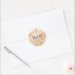 Wood Disc Background Rustic Wedding Monogram Classic Round Sticker<br><div class="desc">Capture the rustic charm of your upcoming wedding with this Personalized Wood Disc Background Rustic Wedding Monogram Sticker. Featuring a woodcut background with rings, this sticker allows you to add a personal touch by customizing it with your own name initials. The round shape and wood print of this sticker evoke...</div>