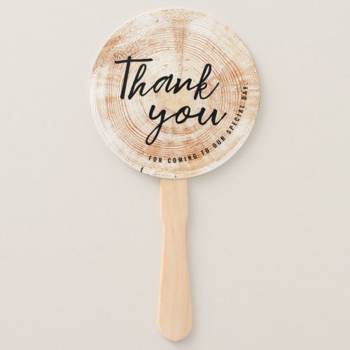 Wood disc Cut Thank You for coming Rustic Wedding Hand Fan