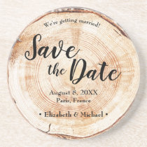 Wood Disk Custom Save the Date Rustic Wedding Coaster