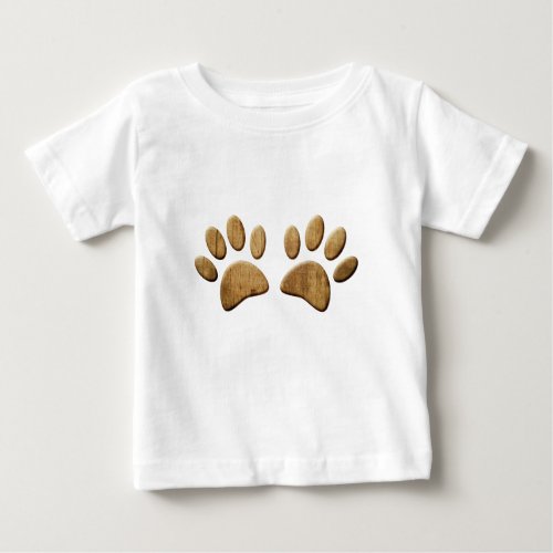 Wood Dog Paw Print Baby T_Shirt