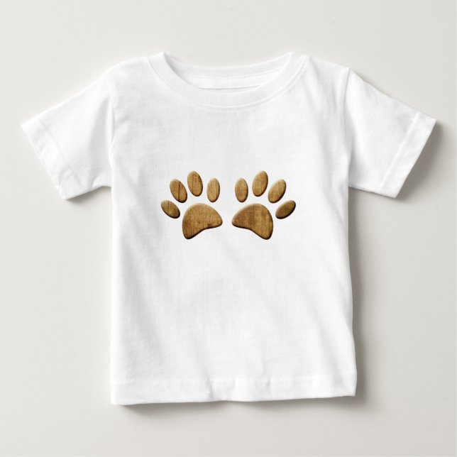 Wood Dog Paw Print Baby T-Shirt (Front)