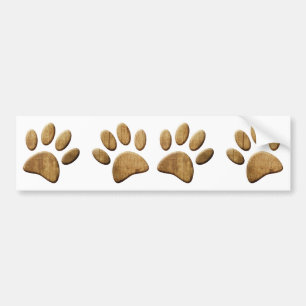 Wood Dog Paw Print Bumper Sticker