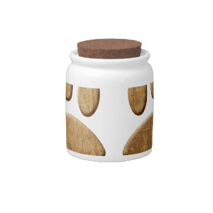 Wood Dog Paw Print Candy Jar