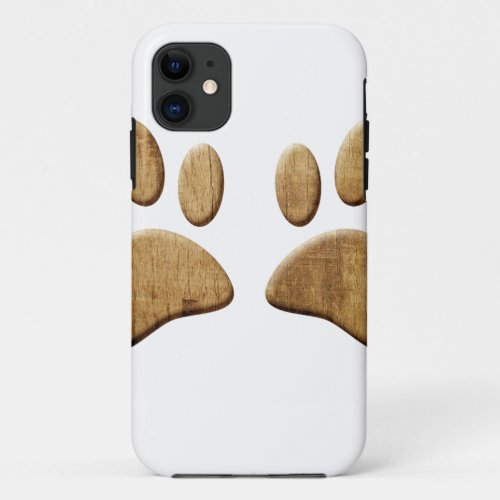 Wood Dog Paw Print iPhone 11 Case