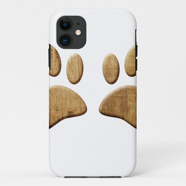 Wood Dog Paw Print Case-Mate iPhone Case (Back)