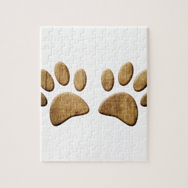 Wood Dog Paw Print Jigsaw Puzzle (Vertical)