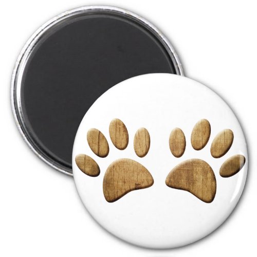 Wood Dog Paw Print Magnet