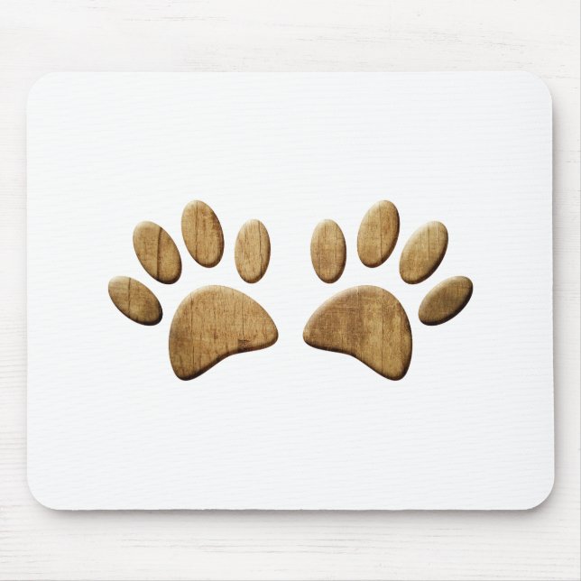 Wood Dog Paw Print Mouse Pad (Front)