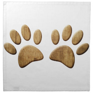 Wood Dog Paw Print Napkin