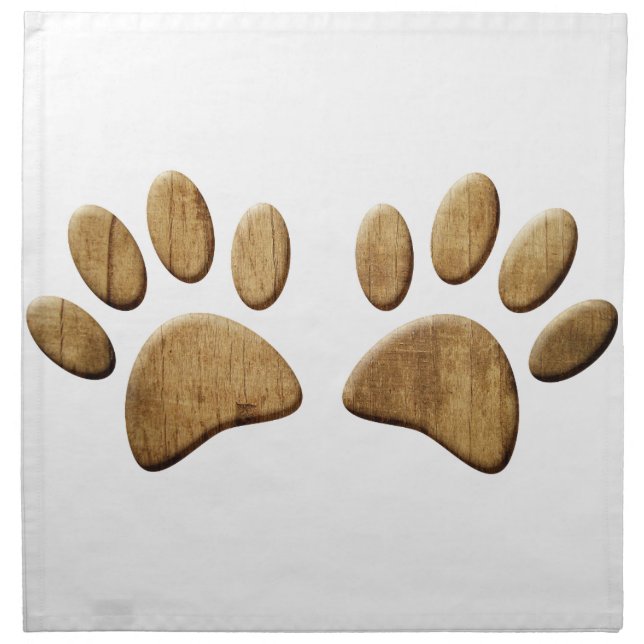 Wood Dog Paw Print Napkin (Front)