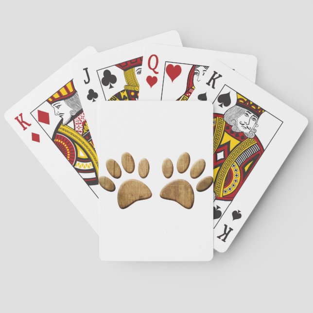 Wood Dog Paw Print Poker Cards (Back)