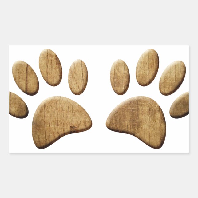 Wood Dog Paw Print Rectangular Sticker (Front)