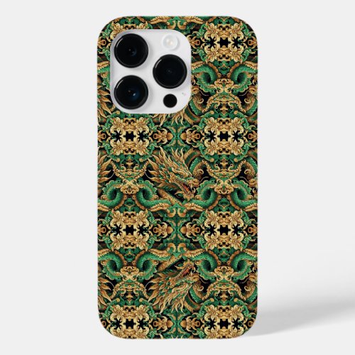 Wood Dragon Green Yellow Batik Tile iPhone Case