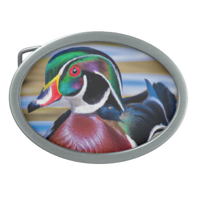 Wood Duck Belt Buckle, Duck Hunting Buckle (Front)