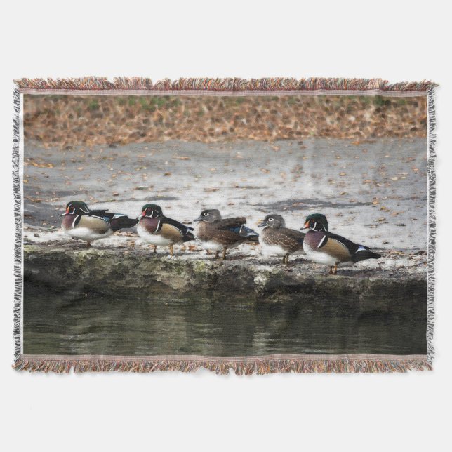 Wood Duck Birds Throw Blanket (Front)