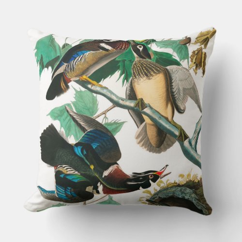 Wood Duck by John James Audubon Throw Pillow