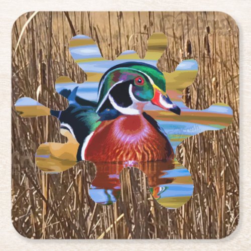 Wood Duck Disposable Coasters Duck Hunting Square Paper Coaster