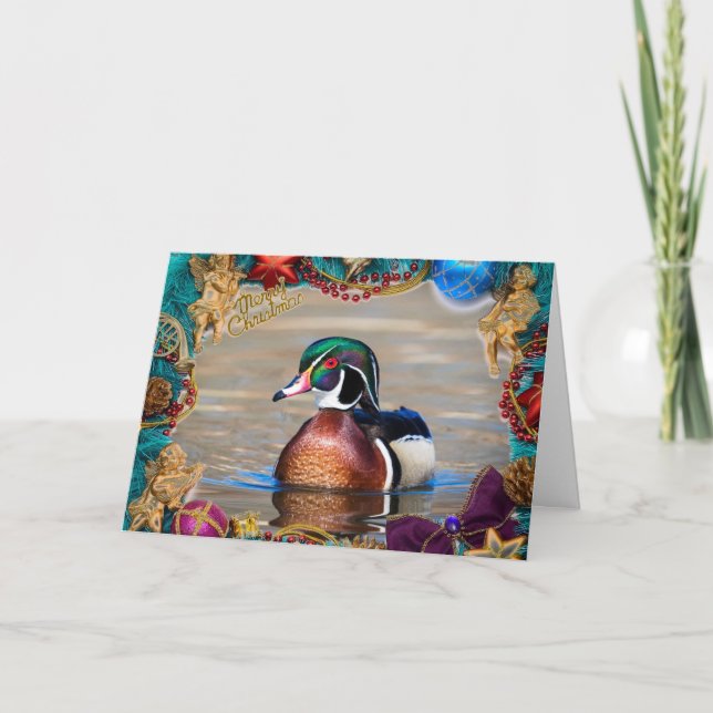 Wood Duck Drake Christmas Card (Front)