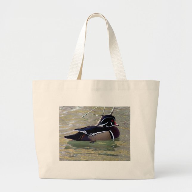Wood Duck Drake Large Tote Bag (Front)