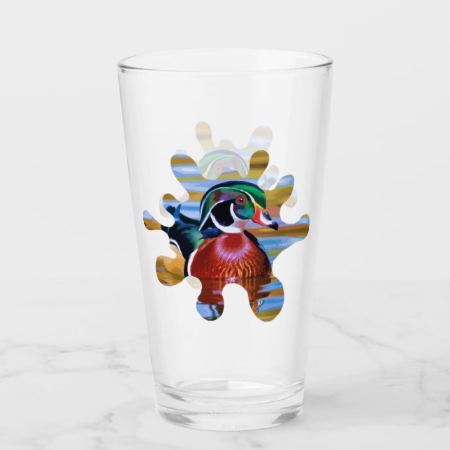 Wood Duck Drinking Glasses, Duck Hunting Glass (Front)
