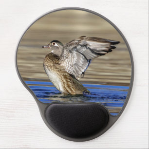Wood Duck flapping her wings Gel Mouse Pad