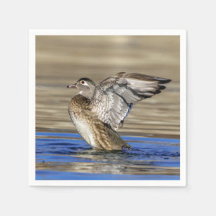 Wood Duck flapping her wings Napkins
