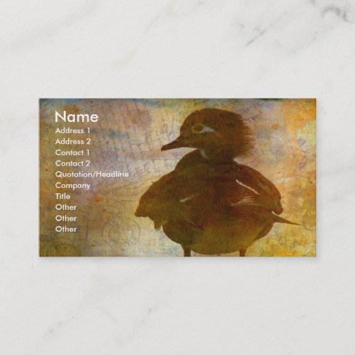 Customizable Wood Duck Hen Business Card Template