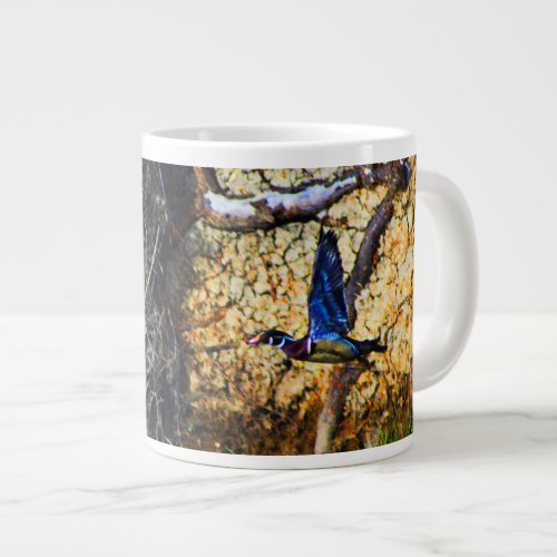 Wood Duck in Flight Large Coffee Mug