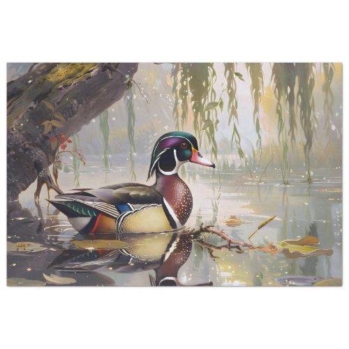 Wood Duck on the Pond Artwork Decoupage Tissue Paper