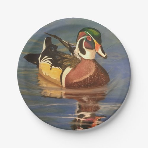 Wood Duck on Water Paper Plate