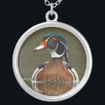 Wood Duck on Water Silver Plated Necklace<br><div class="desc">Beautiful Wood Duck floating on the water</div>