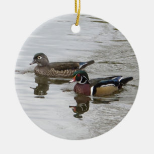 Wood Duck Pair Ceramic Ornament