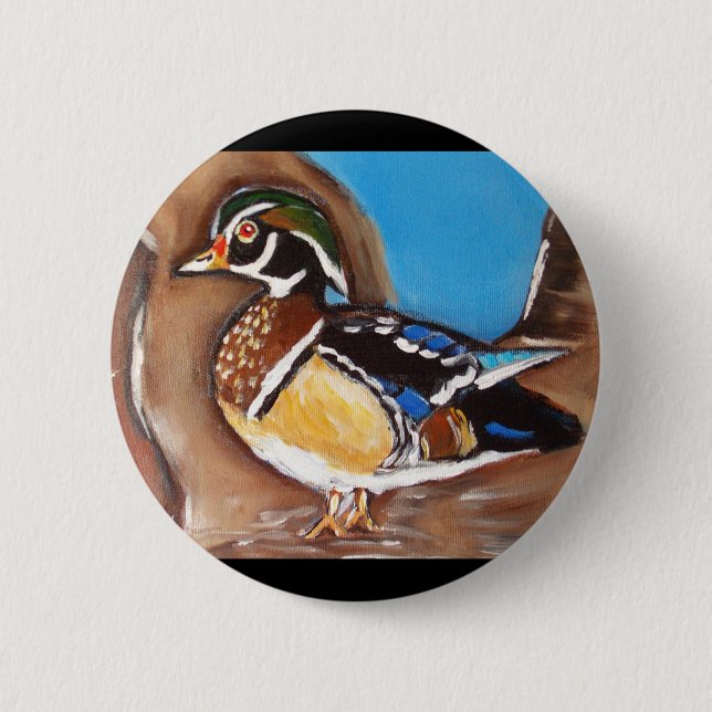 WOOD DUCK PINBACK BUTTON (Front)