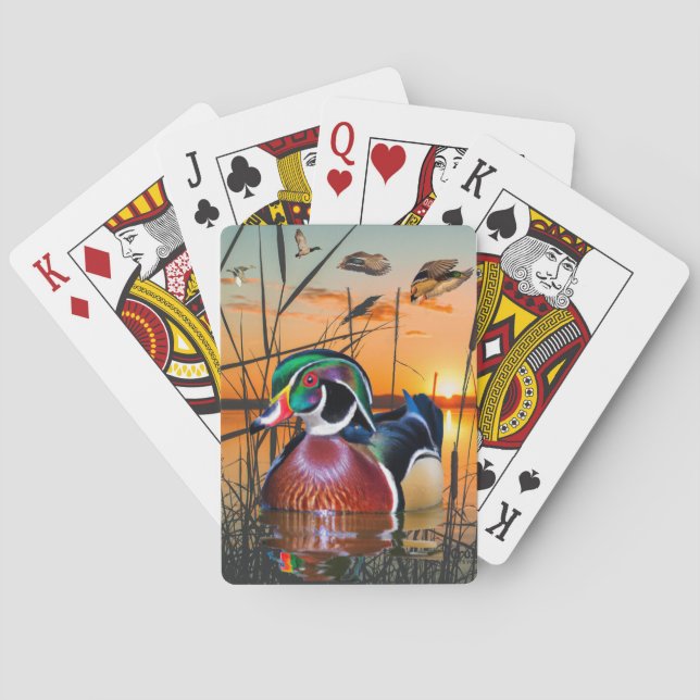 Wood Duck Playing Cards, Flying Mallard Poker Cards (Back)