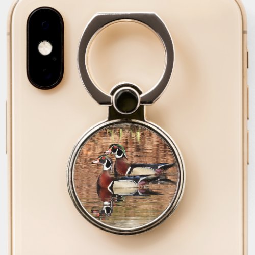 Wood Duck Reflections  Phone Ring Stand