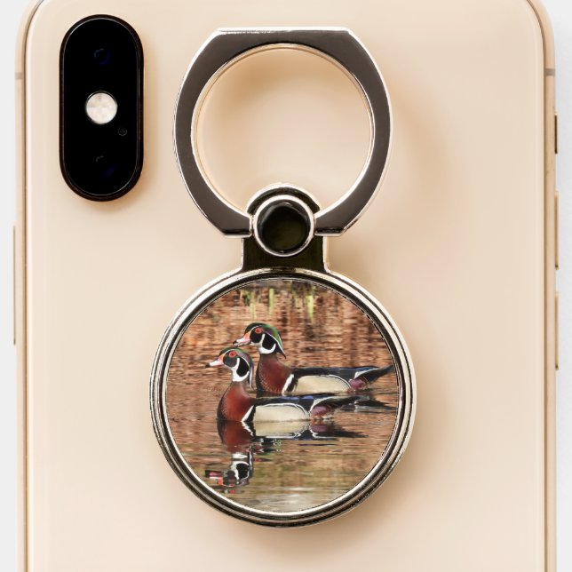 Wood Duck Reflections  Phone Ring Stand (Close Up)