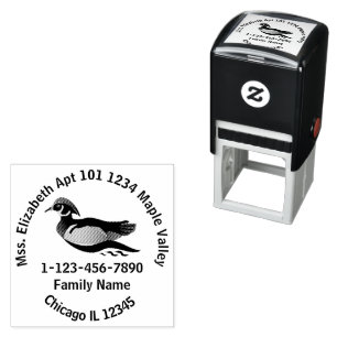 Wood Duck Return Address Contact Info Self-inking Stamp