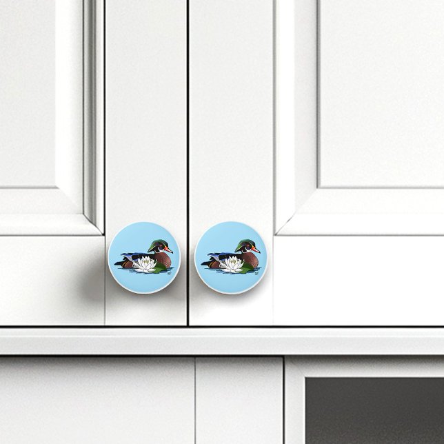 Wood Duck Water Lily Ceramic Knob (Creator Uploaded)