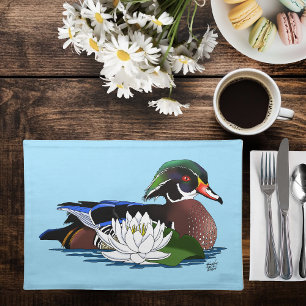 Wood Duck Water Lily Cloth Placemat