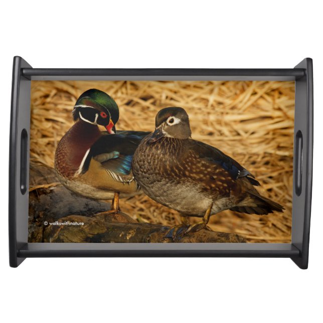 Wood Ducks on the Log Serving Tray (Front)