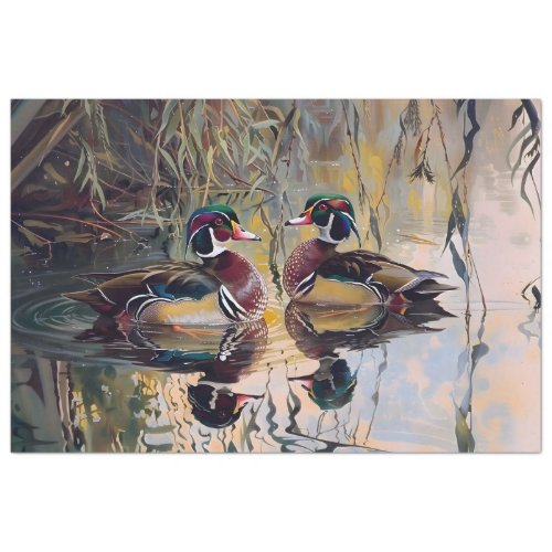 Wood Ducks on the Pond Artwork Decoupage Tissue Paper