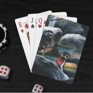 Wood Ducks Pair Pond Nature Wildlife Colorful Poker Cards