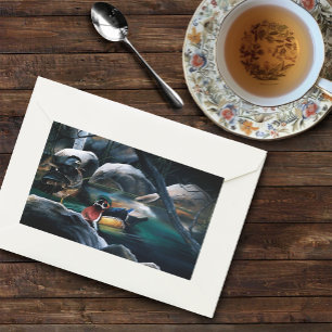 Wood Ducks Pair Pond Nature Wildlife Colorful Rectangular Sticker