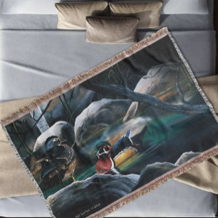 Wood Ducks Pair Pond Nature Wildlife Colorful Throw Blanket
